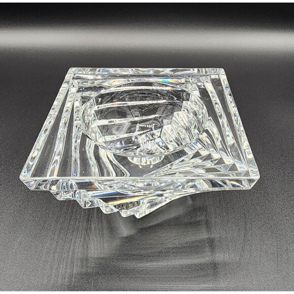 JG Durand Vintage Crystal Sculpture Candle Holder 2.25in x 4in 1980 Round Candle - Picture 2 of 11